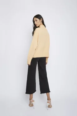Glamorous Jumpers|Peach Quarter Zip Rib Jumper -