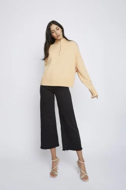 Glamorous Jumpers|Peach Quarter Zip Rib Jumper -