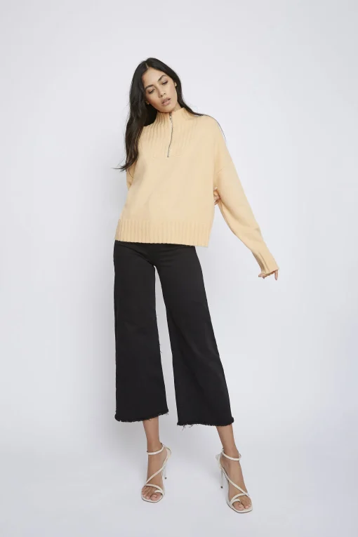 Glamorous Jumpers|Peach Quarter Zip Rib Jumper -