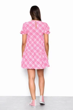 Glamorous Mini Dresses|Mini Dresses|Pink check Mini Shift Dress -