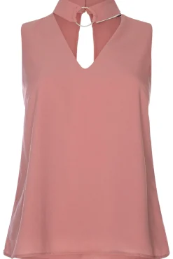 Glamorous Blouses & Shirts|Pink Choker Neck Detail Blouse -