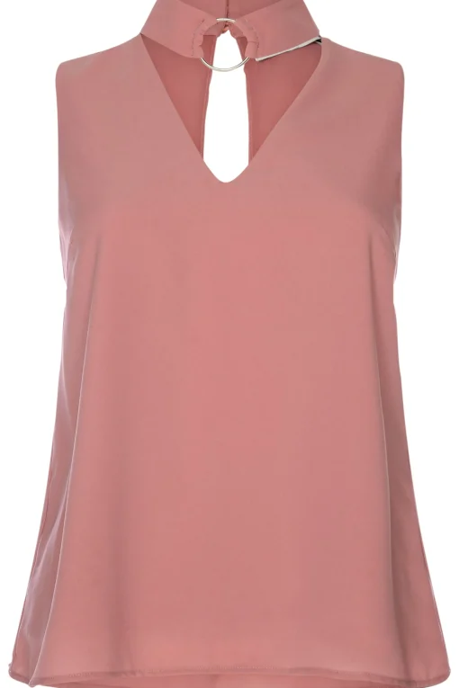 Glamorous Blouses & Shirts|Pink Choker Neck Detail Blouse -