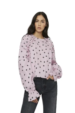 Glamorous Blouses & Shirts|Pink Ditsy Cotton Ruffle Blouse -