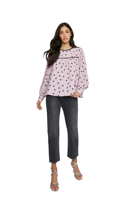 Glamorous Blouses & Shirts|Pink Ditsy Long Sleeve Blouse -