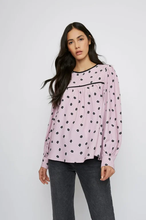Glamorous Blouses & Shirts|Pink Ditsy Long Sleeve Blouse -
