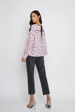 Glamorous Blouses & Shirts|Pink Ditsy Long Sleeve Blouse -