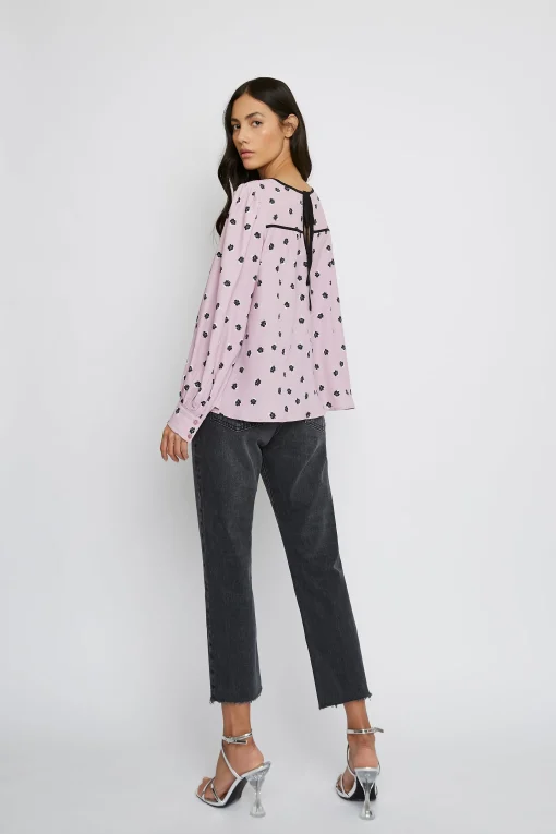 Glamorous Blouses & Shirts|Pink Ditsy Long Sleeve Blouse -
