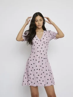 Glamorous Mini Dresses|Mini Dresses|Pink Ditsy V-Neck Mini Dress -