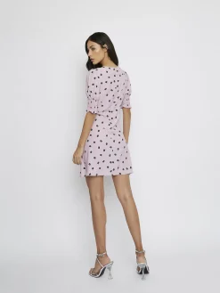 Glamorous Mini Dresses|Mini Dresses|Pink Ditsy V-Neck Mini Dress -