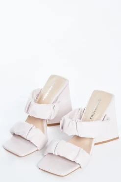 Glamorous Special Extras|Best Dressed Guest|Pink Flared Block Heel Mules -