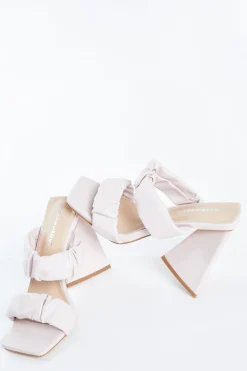 Glamorous Special Extras|Best Dressed Guest|Pink Flared Block Heel Mules -