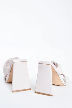 Glamorous Special Extras|Best Dressed Guest|Pink Flared Block Heel Mules -