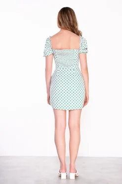 Glamorous Best Dressed Guest|Mini Dresses|Pink Green Floral Square Milkmaid Side Split Mini Dress -