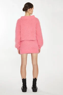Glamorous Co-ords|Knitted Co-ords|Pink Knit Long Sleeve Jumper -