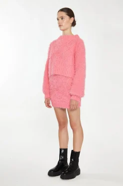 Glamorous Co-ords|Knitted Co-ords|Pink Knit Long Sleeve Jumper -