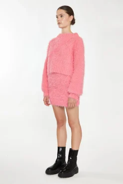 Glamorous Co-ords|Knitted Co-ords|Pink Knitted Mini Skirt -