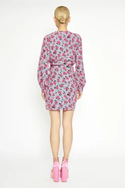 Glamorous Day Dresses|Wrap Dressses|Pink Multi Rose Mini Wrap Dress -