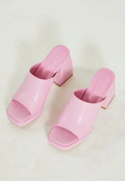 Glamorous Go To Partywear|Heels|Pink PU Block Heel Mules -