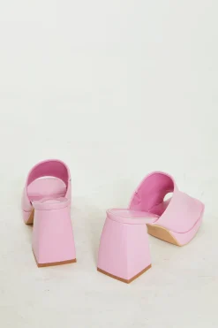Glamorous Go To Partywear|Heels|Pink PU Block Heel Mules -