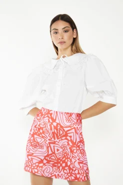 Glamorous Going Out Skirts|Mini Skirts|Pink Red Abstract Mini Skirt -