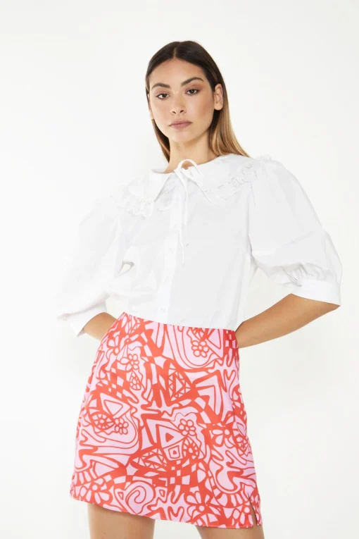 Glamorous Going Out Skirts|Mini Skirts|Pink Red Abstract Mini Skirt -