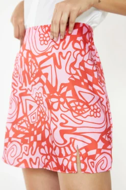 Glamorous Going Out Skirts|Mini Skirts|Pink Red Abstract Mini Skirt -