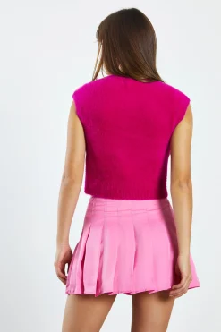 Glamorous Satin Skirts|Mini Skirts|Pink Satin Pleated Mini Skirt -