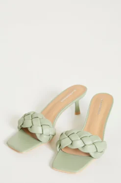 Glamorous Best Dressed Guest|Mules|Plaited Mint Mules -