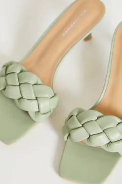 Glamorous Best Dressed Guest|Mules|Plaited Mint Mules -