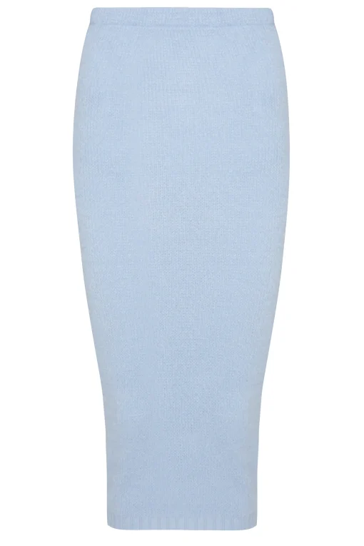 Glamorous Knitted Skirts|Midi & Midaxi Skirts|Powder Blue Knitted Midi Skirt -