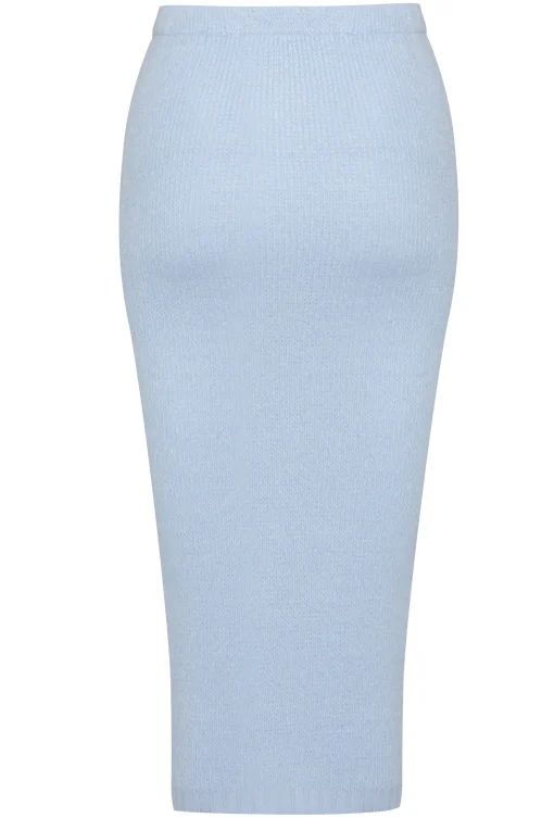 Glamorous Knitted Skirts|Midi & Midaxi Skirts|Powder Blue Knitted Midi Skirt -