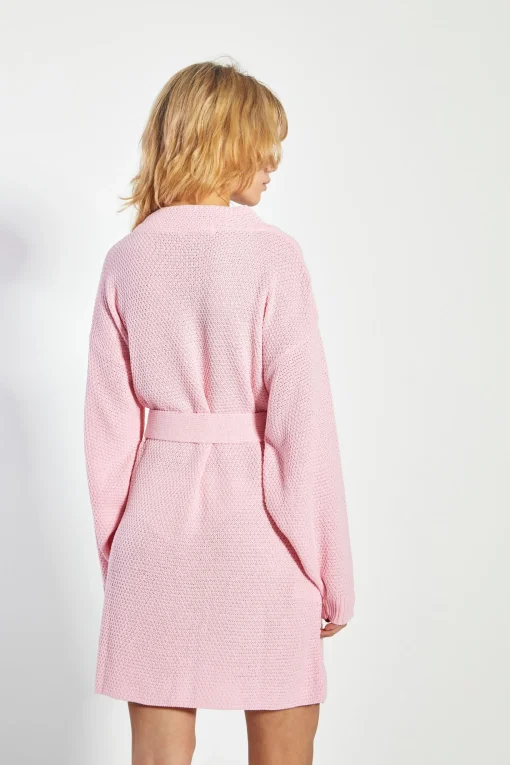 Glamorous Knitted Dresses|Knitted Dresses|Pretty Pink Tie Belt Knit Mini Dress -