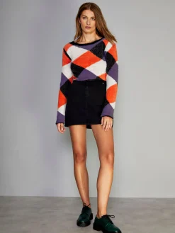 Glamorous Jumpers|Purple Orange Multi Cropped Jumper -