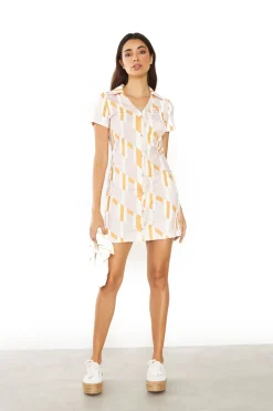 Glamorous Mini Dresses|Mini Dresses|Retro Geo Button Front Mini Dress -