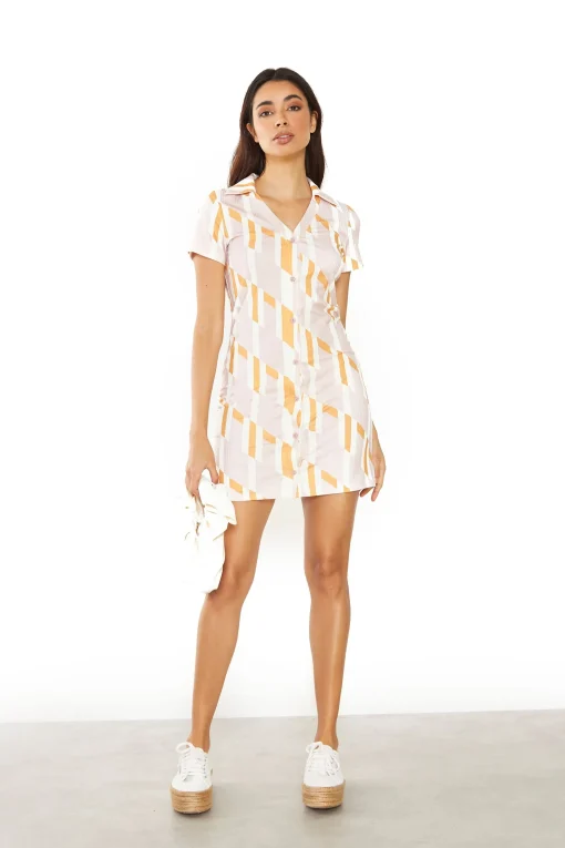 Glamorous Mini Dresses|Mini Dresses|Retro Geo Button Front Mini Dress -