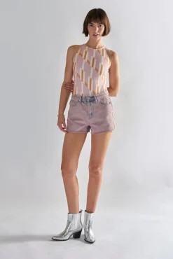 Glamorous Crops, Corsets & Bodysuits|Retro Geo High Neck Bodysuit -