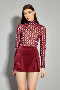 Glamorous Crops, Corsets & Bodysuits|Rose Multi Geo Print Mesh High Neck Bodysuit -