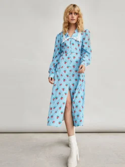 Glamorous Midi & Midaxi Dresses|Midi & Midaxi Dresses|Rose Trellis Split Front Collar Midi Dress -