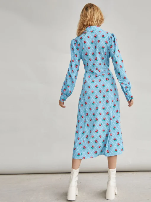 Glamorous Midi & Midaxi Dresses|Midi & Midaxi Dresses|Rose Trellis Split Front Collar Midi Dress -