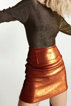 Glamorous Going Out Skirts|Go To Partywear|Rust Sequin Mini Skirt -