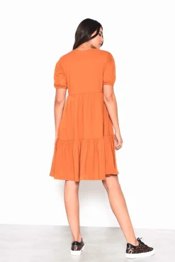 Glamorous Midi & Midaxi Dresses|Midi & Midaxi Dresses|Rust Tiered Smock Midi Dress -