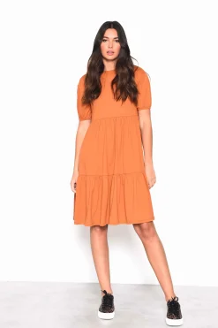 Glamorous Midi & Midaxi Dresses|Midi & Midaxi Dresses|Rust Tiered Smock Midi Dress -