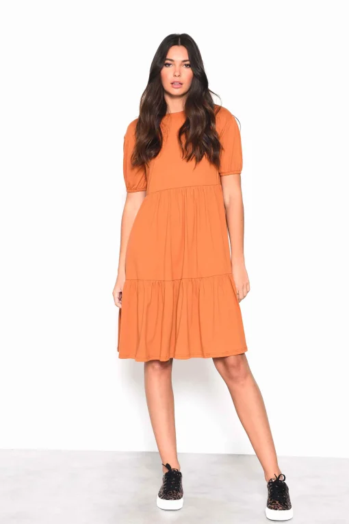Glamorous Midi & Midaxi Dresses|Midi & Midaxi Dresses|Rust Tiered Smock Midi Dress -