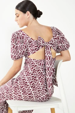 Glamorous Maxi Dresses|Maxi Dresses|Short Puff Sleeve Maxi Dress with Tie Back Detail -