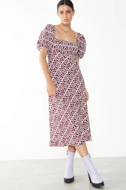 Glamorous Maxi Dresses|Maxi Dresses|Short Puff Sleeve Maxi Dress with Tie Back Detail -