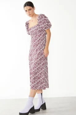 Glamorous Maxi Dresses|Maxi Dresses|Short Puff Sleeve Maxi Dress with Tie Back Detail -