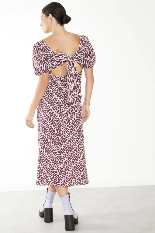 Glamorous Maxi Dresses|Maxi Dresses|Short Puff Sleeve Maxi Dress with Tie Back Detail -
