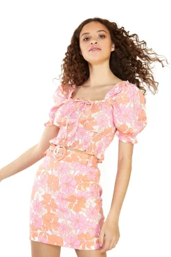 Glamorous Best Dressed Guest|Mini Skirts|Sixties Floral Belted Mini Skirt -