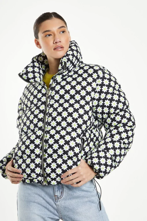 Glamorous Puffer Jackets|Jackets|Sixties Flower Puffa Jacket -