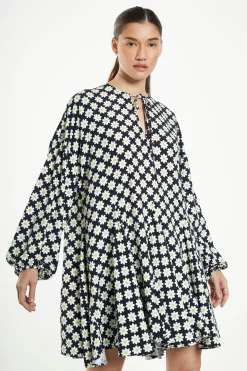 Glamorous Day Dresses|Mini Dresses|Sixties Flower Long Sleeve Oversized Mini Dress -